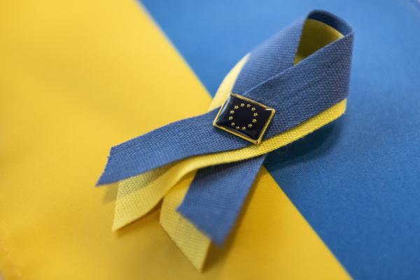 Symbolic -  European and Ukrainian flags